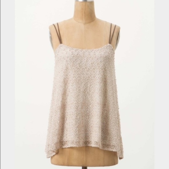 Anthropologie Cream Knit Tank Top - Picture 1 of 8